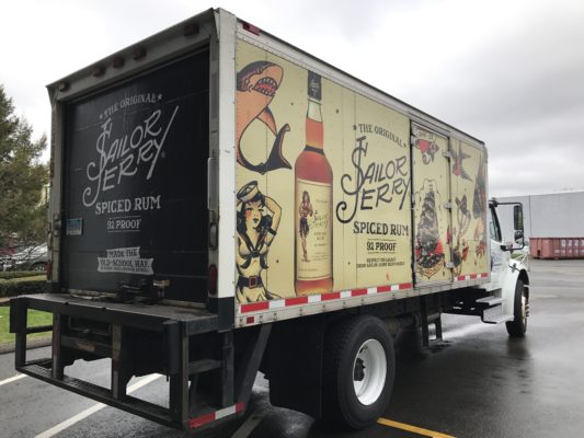 A Sailor Jerry Printed Van on the Side