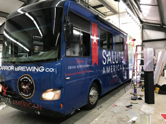 A Salute American Bus in Blue Color Printing