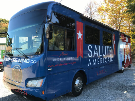 A Salute American Bus in Blue Color