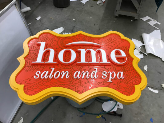 A Home Salon and Spa Sign Top View