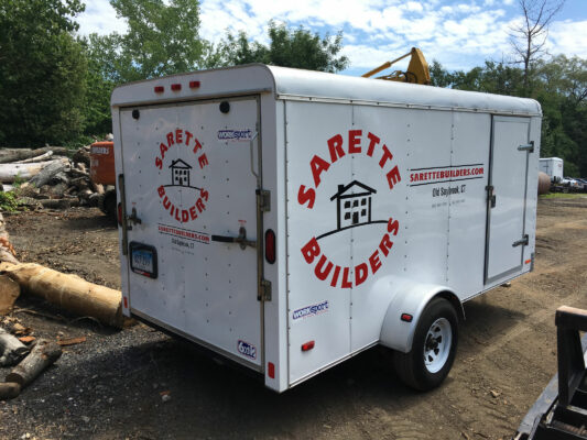 Sarette Builders Graphic Art on a White Van