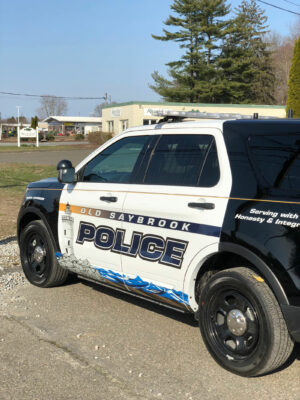 A Police Vehicle of Old Saybrook With Printing