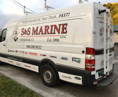 An S and S Marine Design Print on a Van