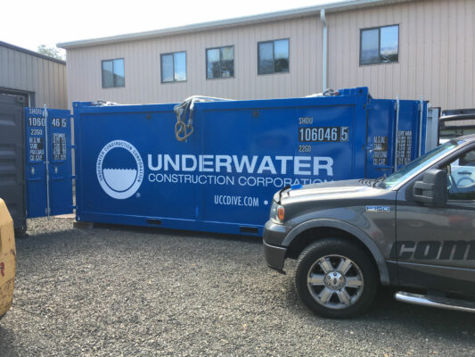 Underwater Construction Corporation Logo on a Container