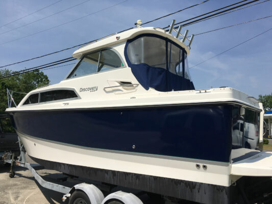 A Yacht in Blue and White Color Design