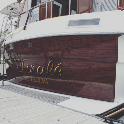 A Boat With Finale Branding in Gold