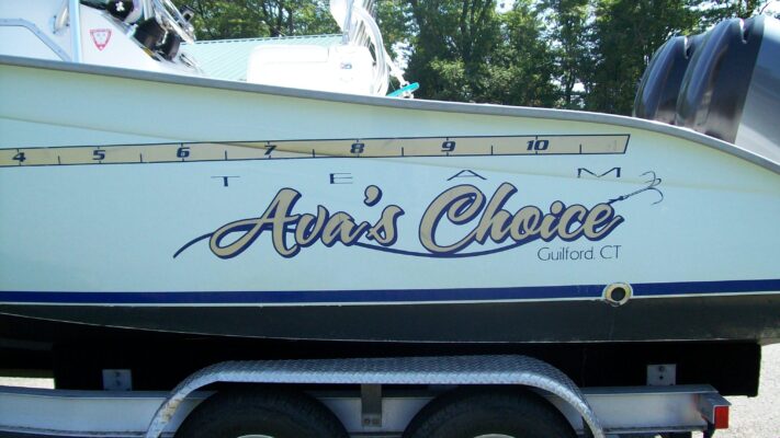 Avas Choice Logo on a Printed Boat