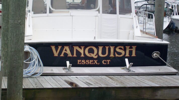 Vanquish Essex Logo Printing on a Boat