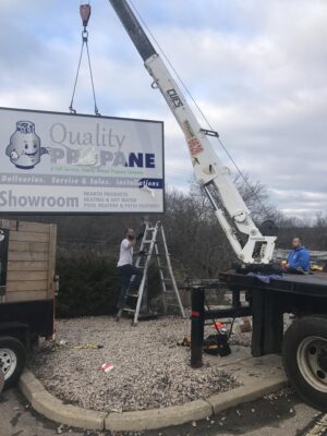 A Quality Propane Worn Out Sign in Blue