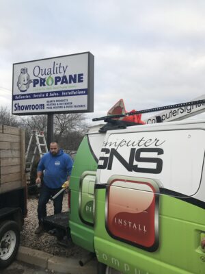 A Signs Vehicle With Quality Propane Sign Board